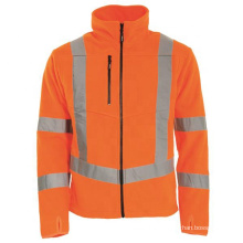 Custom Orange Safety Clothing High Visibility Reflective Men Fleece Jacket Warm Work Wear Jacket